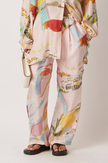 Yavi Cream Silk Iowa Straight Pant Online at Aza Fashions Yavi_Cream Silk Iowa Straight Pant _Online_at_Aza_Fashions