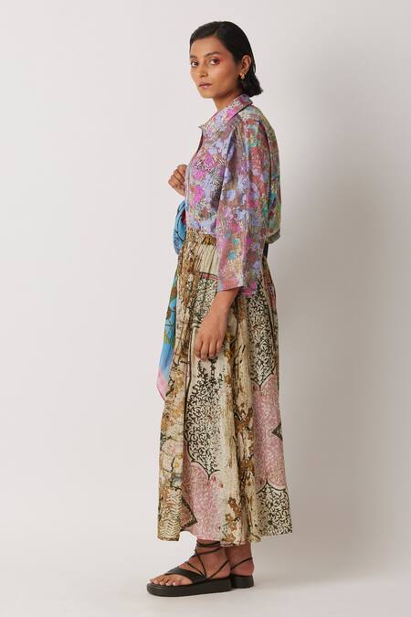 Buy Yavi Brown Modal Ceclia Printed Midi Skirt Online at Aza Fashions Buy_Yavi_Brown Modal Ceclia Printed Midi Skirt _Online_at_Aza_Fashions