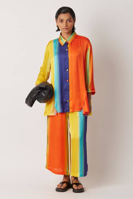 Yavi Orange Modal, Satin Collared Cheboy Printed Button Down Shirt Online at Aza Fashions Yavi_Orange Modal, Satin Collared Cheboy Printed Button Down Shirt _Online_at_Aza_Fashions