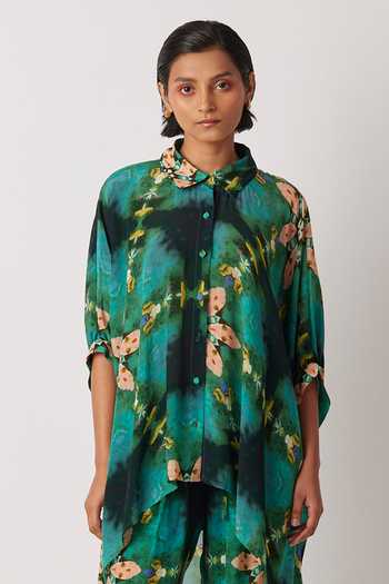 Yavi Anigo Printed Asymmetric Shirt