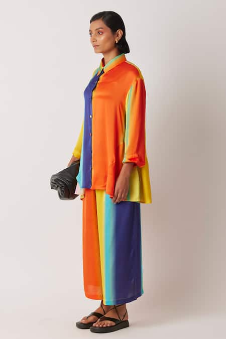 Buy_Yavi_Orange Modal, Satin Hazy Stripes Culotte Pant _Online_at_Aza_Fashions