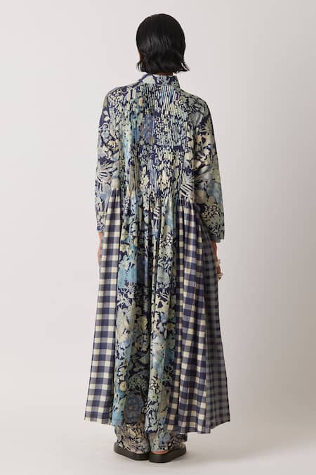 Yavi Irca Midnight Bloom Print Shirt Dress 
