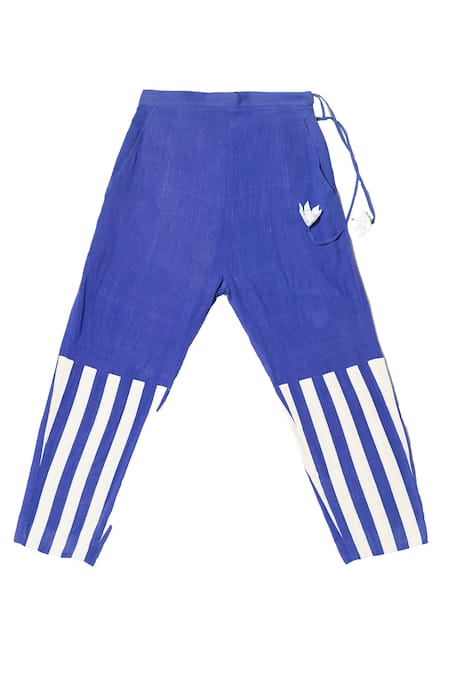 Buy_KA-Sha_Blue Kala Cotton Straight Striped Pant _Online_at_Aza_Fashions