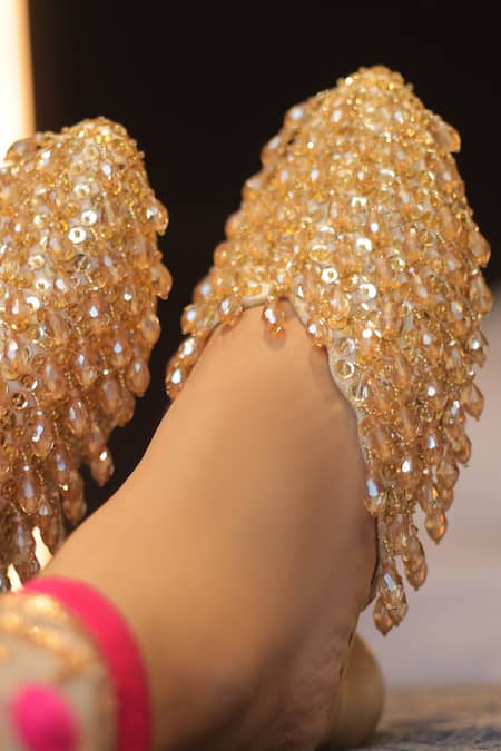 Shop_Foot Fuel_Gold Crystals Embellished Mule Heels 