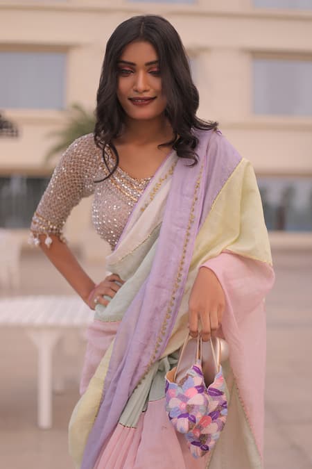 Buy_Foot Fuel_Multi Color Sequins, Beads, Embroidery Floral Pattern Mule Heels _Online_at_Aza_Fashions