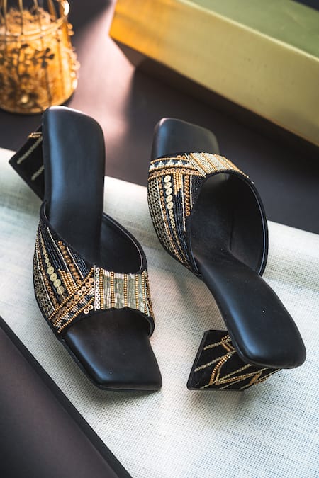 NR BY NIDHI RATHI Sequin Embellished Strap Heels 