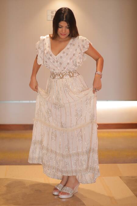 Foot Fuel_Gold Sequins, Diamonds Diamonties Embellished Wedges _Online_at_Aza_Fashions