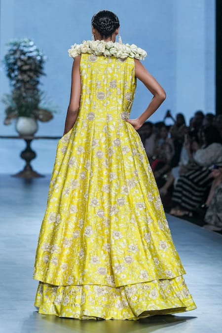 Paulmi And Harsh Vintage Floral Print Jacket Lehenga Set 