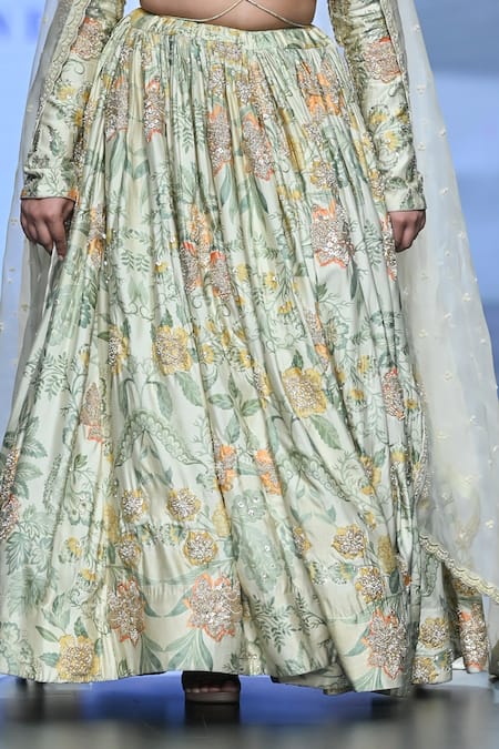 Shop Paulmi And Harsh Ivory Chiffon, Silk, Organza Embroidery Floral Print And Bridal Lehenga Set Online at Aza Fashions Shop_Paulmi And Harsh_Ivory Chiffon, Silk, Organza Embroidery Floral Print And Bridal Lehenga Set _Online_at_Aza_Fashions