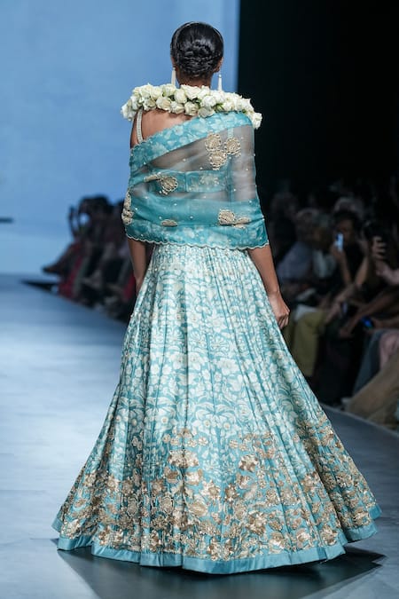 Paulmi And Harsh Vintage Floral Print & Embroidered Bridal Lehenga Set 