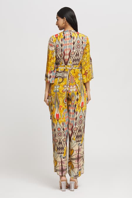 Whimsical By Shica Geometric Pattern Double-Flap Jumpsuit 