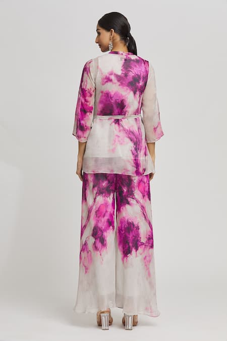 Shop Whimsical By Shica Grey Organza Crystals V-neck Two Tone Long Top With Pant at Aza Fashions Shop_Whimsical By Shica_Grey Organza Crystals V-neck Two Tone Long Top With Pant _at_Aza_Fashions