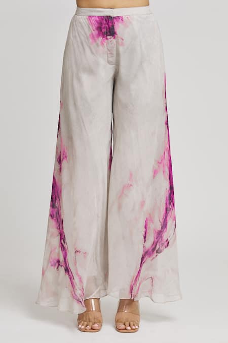 Whimsical By Shica Grey Organza Crystals V-neck Two Tone Long Top With Pant Online at Aza Fashions Whimsical By Shica_Grey Organza Crystals V-neck Two Tone Long Top With Pant _Online_at_Aza_Fashions