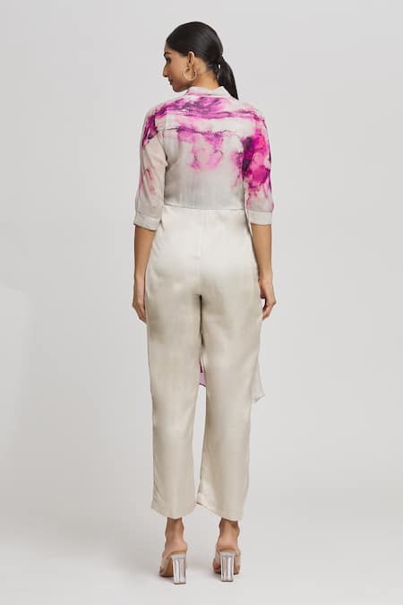 Whimsical By Shica Abstract Pattern Draped Jumpsuit 