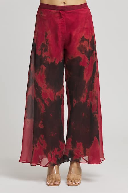 Shop Whimsical By Shica Pink Organza Beads, Embroidery V-neck Tie Dye Top And Pant Set Online at Aza Fashions Shop_Whimsical By Shica_Pink Organza Beads, Embroidery V-neck Tie Dye Top And Pant Set _Online_at_Aza_Fashions