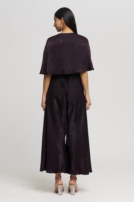 Whimsical By Shica Velvet Cape Sleeve Jumpsuit 