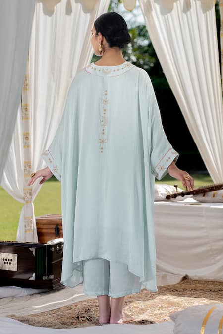 Kacha Tanka Sequin & Aari Work Kaftan & Pant Set 