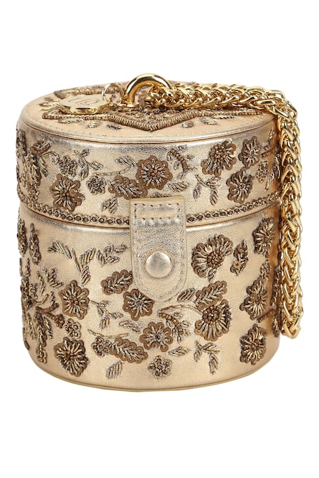 Shop_The Leather Garden_Gold Embellished Heer Cutdana Embroidered Potli Bag 