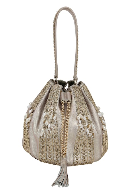 The Leather Garden Gold Embellished Naaz Cutdana Potli Bag Online at Aza Fashions The Leather Garden_Gold Embellished Naaz Cutdana Potli Bag _Online_at_Aza_Fashions