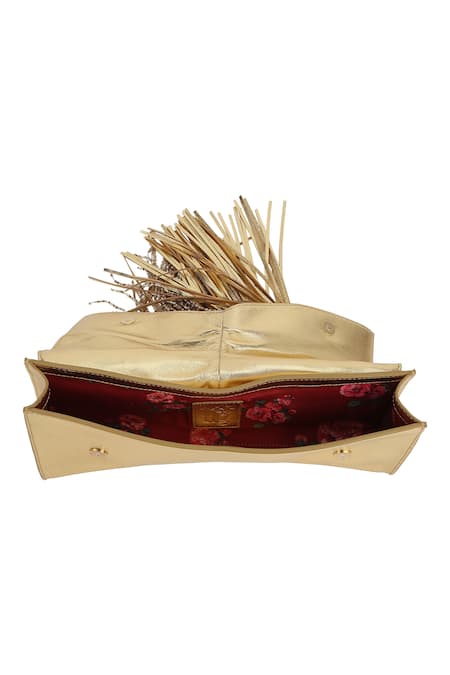 Shop The Leather Garden Gold Embellished Zareen Sequin Clutch Online at Aza Fashions Shop_The Leather Garden_Gold Embellished Zareen Sequin Clutch _Online_at_Aza_Fashions