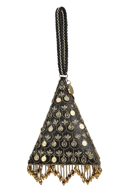 The Leather Garden Zoha Charm Embellished Potli Bag 