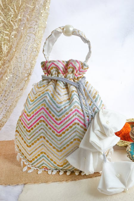 Shop Soho Boho Studio By Aarti Thakur Multi Color Embroidered Silk Thread Potli at Aza Fashions Shop_Soho Boho Studio By Aarti Thakur_Multi Color Embroidered Silk Thread Potli _at_Aza_Fashions