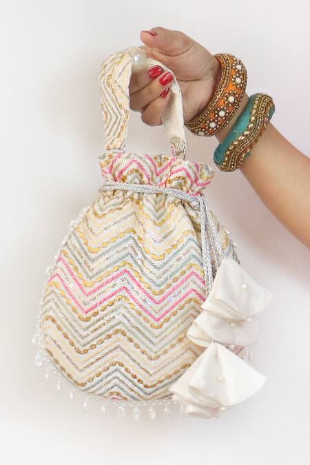 Soho Boho Studio By Aarti Thakur Multi Color Embroidered Silk Thread Potli Online at Aza Fashions Soho Boho Studio By Aarti Thakur_Multi Color Embroidered Silk Thread Potli _Online_at_Aza_Fashions