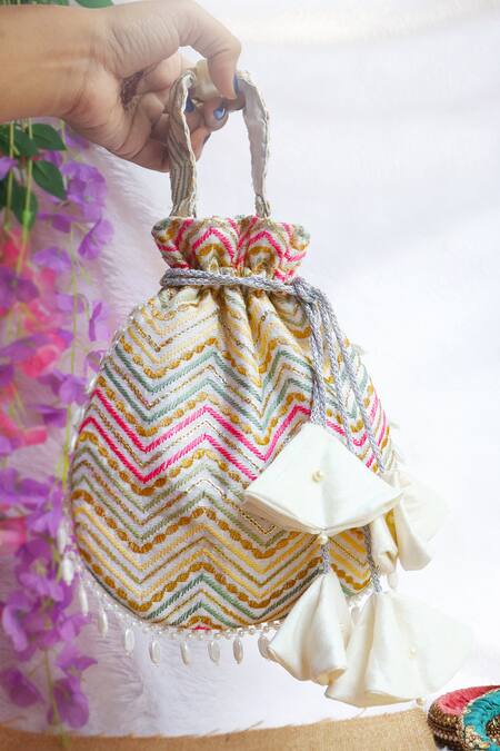 Shop Soho Boho Studio By Aarti Thakur Multi Color Embroidered Silk Thread Potli Online at Aza Fashions Shop_Soho Boho Studio By Aarti Thakur_Multi Color Embroidered Silk Thread Potli _Online_at_Aza_Fashions