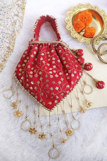 Soho Boho Studio By Aarti Thakur Silk Sequin Embroidered Potli 