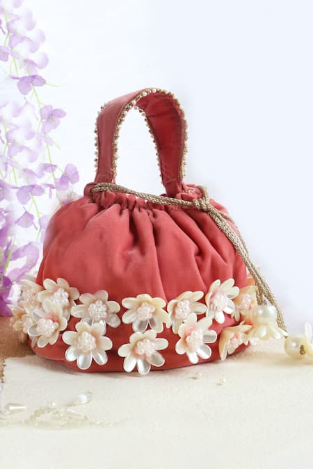 Soho Boho Studio By Aarti Thakur Velvet Shell Embellished Potli 