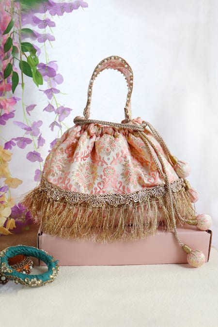 Soho Boho Studio By Aarti Thakur Silk Lace Embellished Potli 