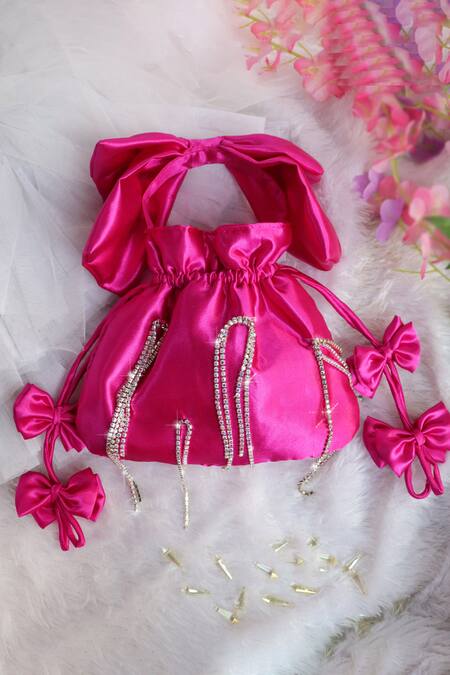 Buy_Soho Boho Studio By Aarti Thakur_Pink Embellished Satin Potli Bag _Online_at_Aza_Fashions