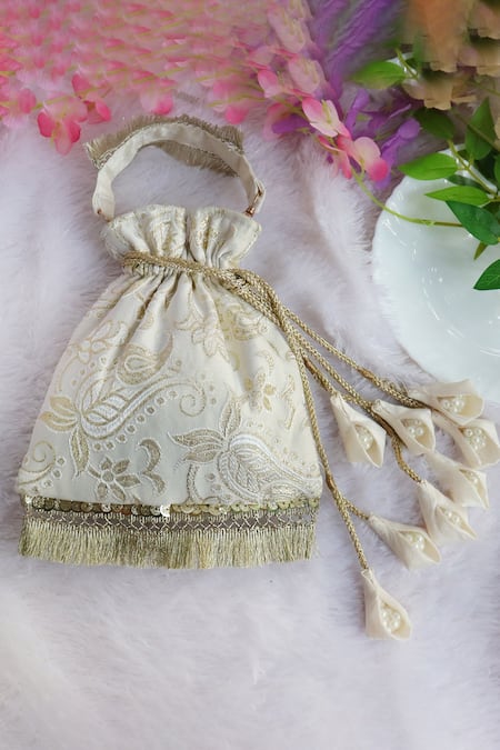 Soho Boho Studio By Aarti Thakur Banarasi Silk Embellished Potli Bag 