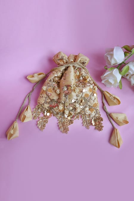 Soho Boho Studio By Aarti Thakur Silk Floral Embellished Potli 