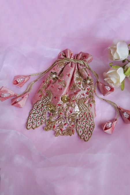 Soho Boho Studio By Aarti Thakur Silk Peacock Embellished Potli 