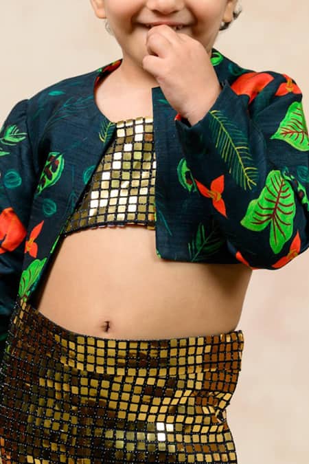Buy_Thetaa_Gold Polyester, Silk Sequins Metallic Chip Embellished Tube Top Pant Set _Online_at_Aza_Fashions