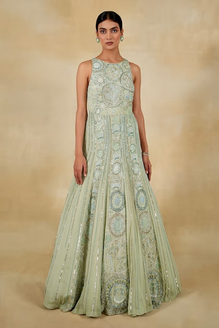 Megha Bansal Mir Vrit Pearl Embellished Anarkali With Dupatta 