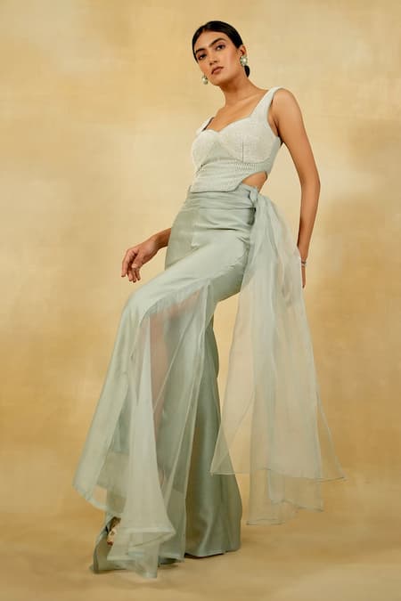 Megha Bansal Manorama Mantra Hand Embroidered Cape Pant Set 