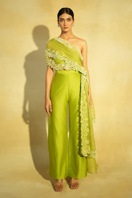 Megha Bansal Taarini Draped Blouse With Pant 
