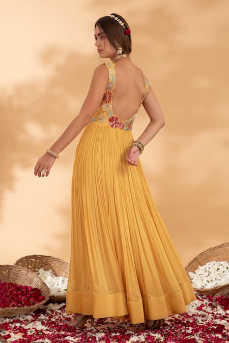Shop Show Shaa Yellow Chiffon, Net Sequins, Pankhuri Embroidered Bodice Anarkali With Dupatta at Aza Fashions Shop_Show Shaa_Yellow Chiffon, Net Sequins, Pankhuri Embroidered Bodice Anarkali With Dupatta _at_Aza_Fashions