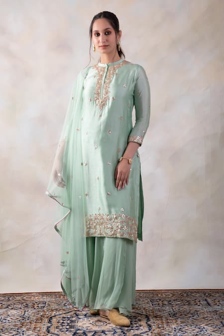 Baidehi Hand Embroidered Straight Kurta Sharara Set 