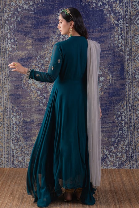 BAIDEHI Blossomy Embroidered Asymmetric Anarkali With Dupatta 