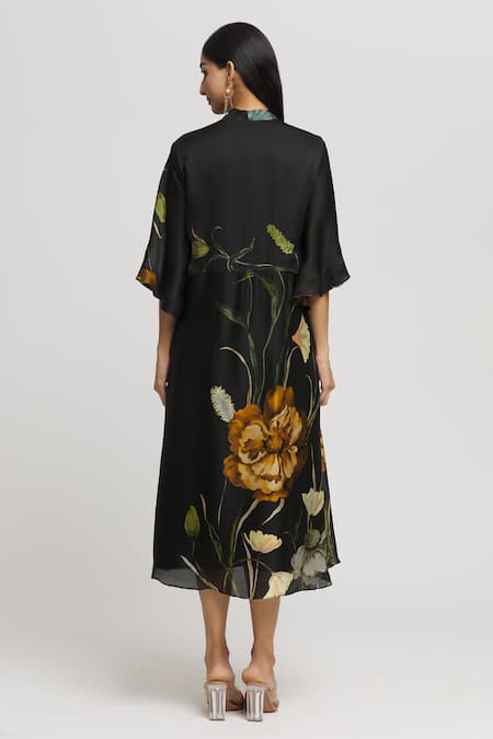 Whimsical By Shica Floral Print Draped Dress