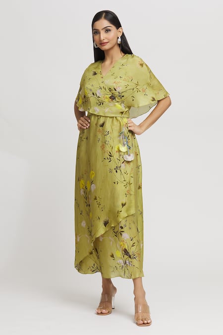 MAMA Dress with smocking - Dark yellow/Floral - Ladies | H&M IN