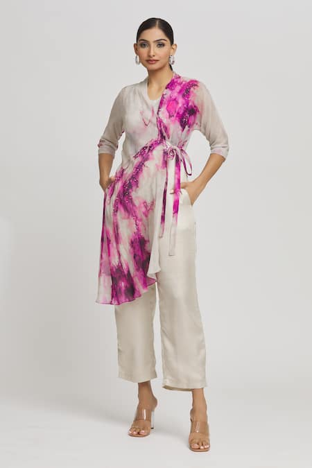 Whimsical By Shica Abstract Pattern Draped Jumpsuit 