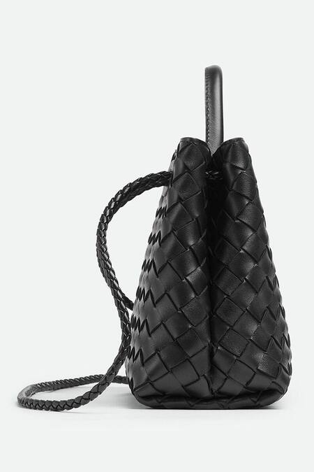 Pine And Drew_Black Woven Elora Intrecciato Bag_Online_at_Aza_Fashions