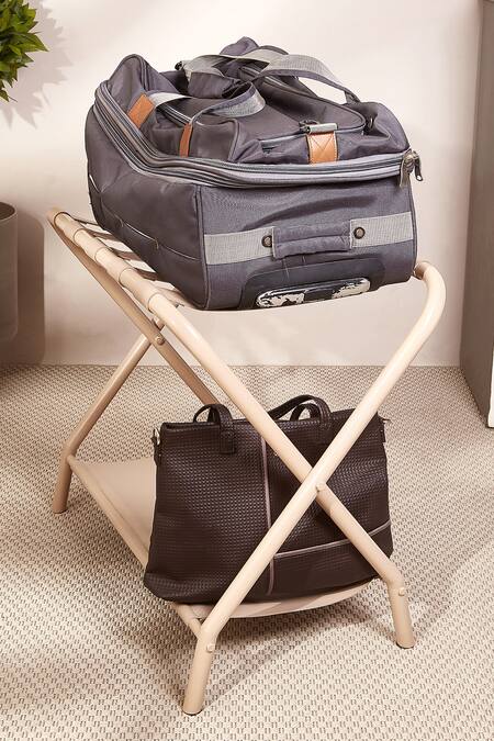 Mason Home Beige Aluminium Modena Foldable Luggage Rack
