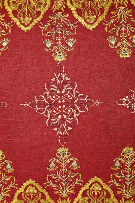 Buy Khaabka Maroon Cotton Linen Floral, Gul Ornamental Embroidered Cushion Covers - 2 Pcs Online at Aza Fashions Buy_Khaabka_Maroon Cotton Linen Floral, Gul Ornamental Embroidered Cushion Covers - 2 Pcs_Online_at_Aza_Fashions