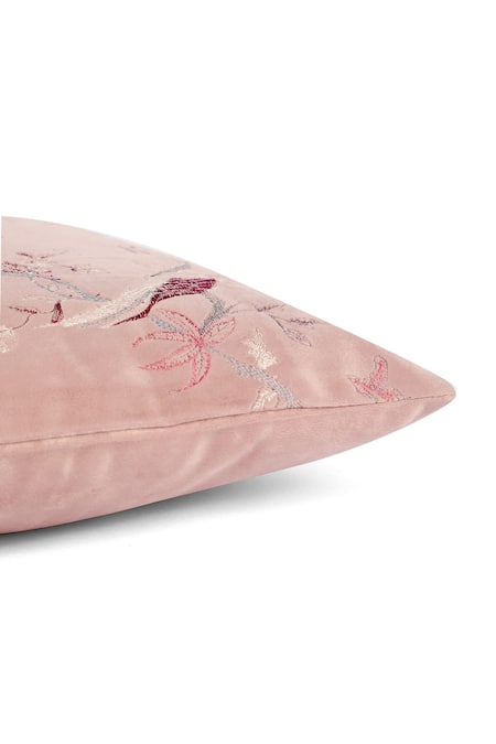 Shop_Khaabka_Purple Velvet Bird, Floral, Fauna, Gul And Embroidered Cushion Covers - 2 Pcs_Online_at_Aza_Fashions