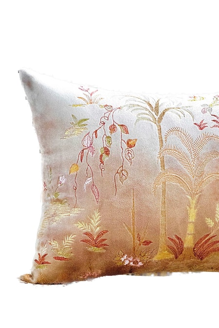 Shop Khaabka Brown Velvet Bird, Floral, Fauna, Mehr And Embroidered Cushion Covers - 2 Pcs Online at Aza Fashions Shop_Khaabka_Brown Velvet Bird, Floral, Fauna, Mehr And Embroidered Cushion Covers - 2 Pcs _Online_at_Aza_Fashions